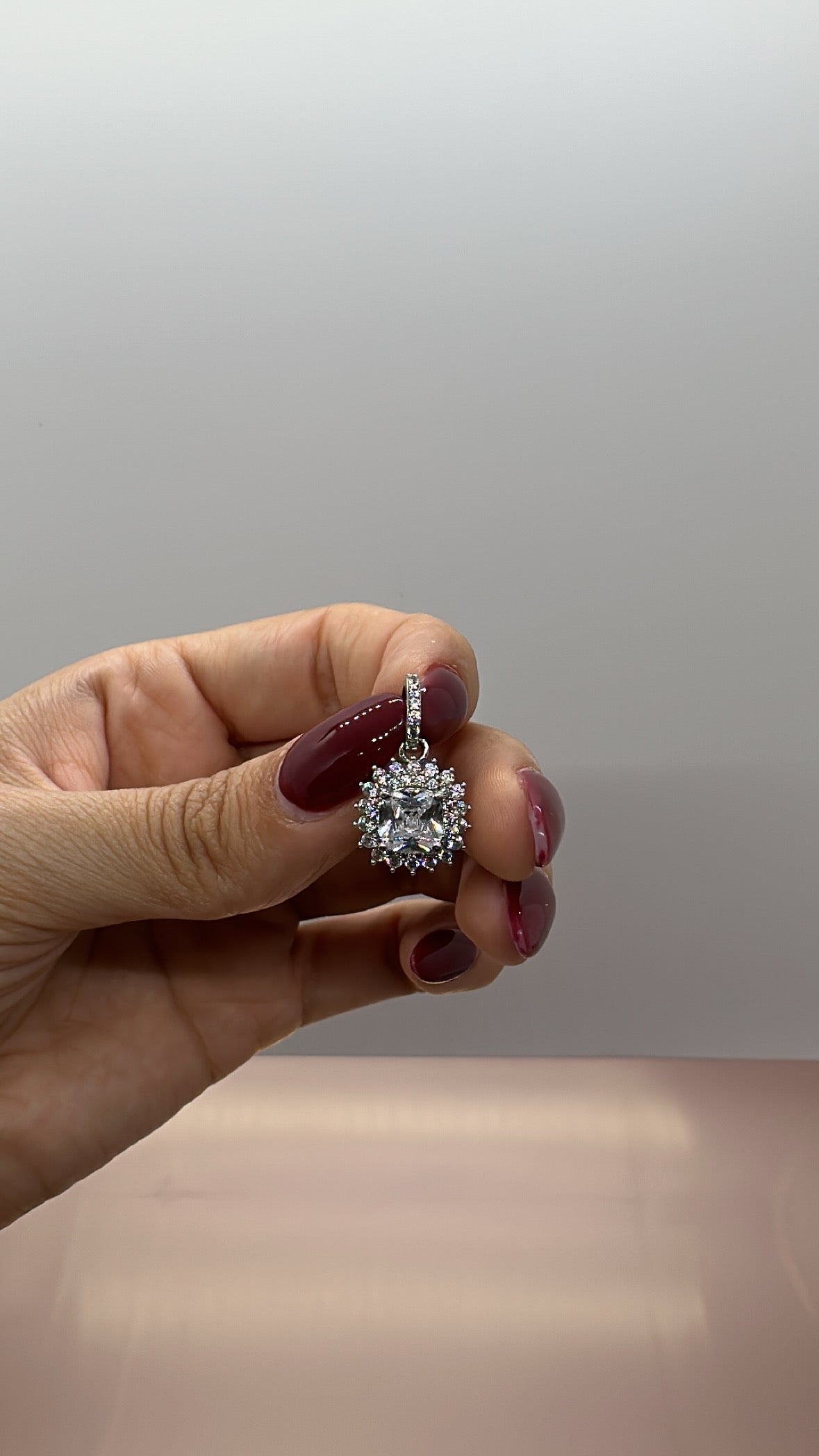 White Gold White Stone Pendant