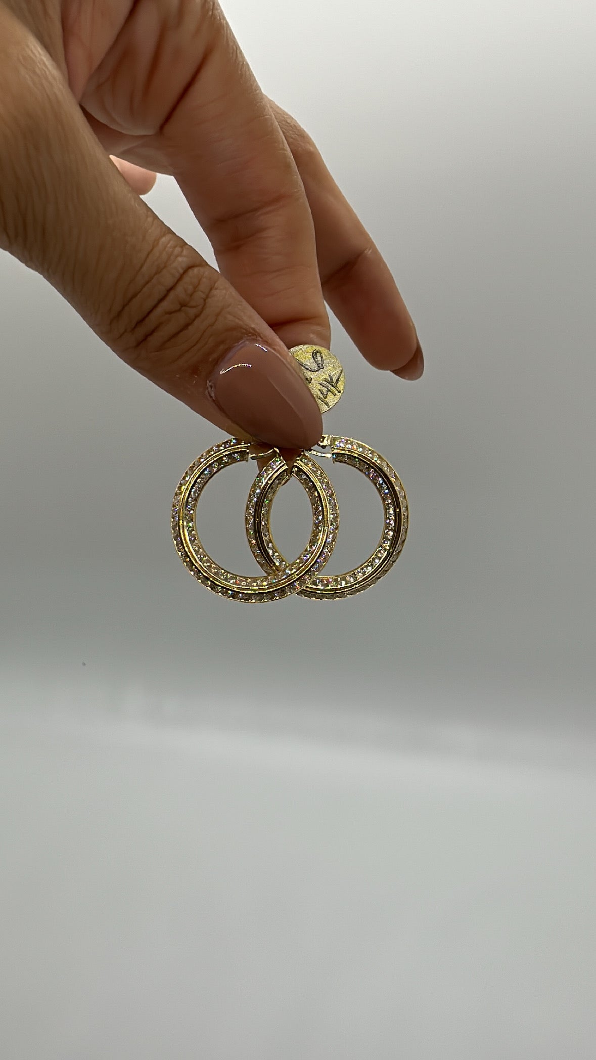 White Stone Hoops