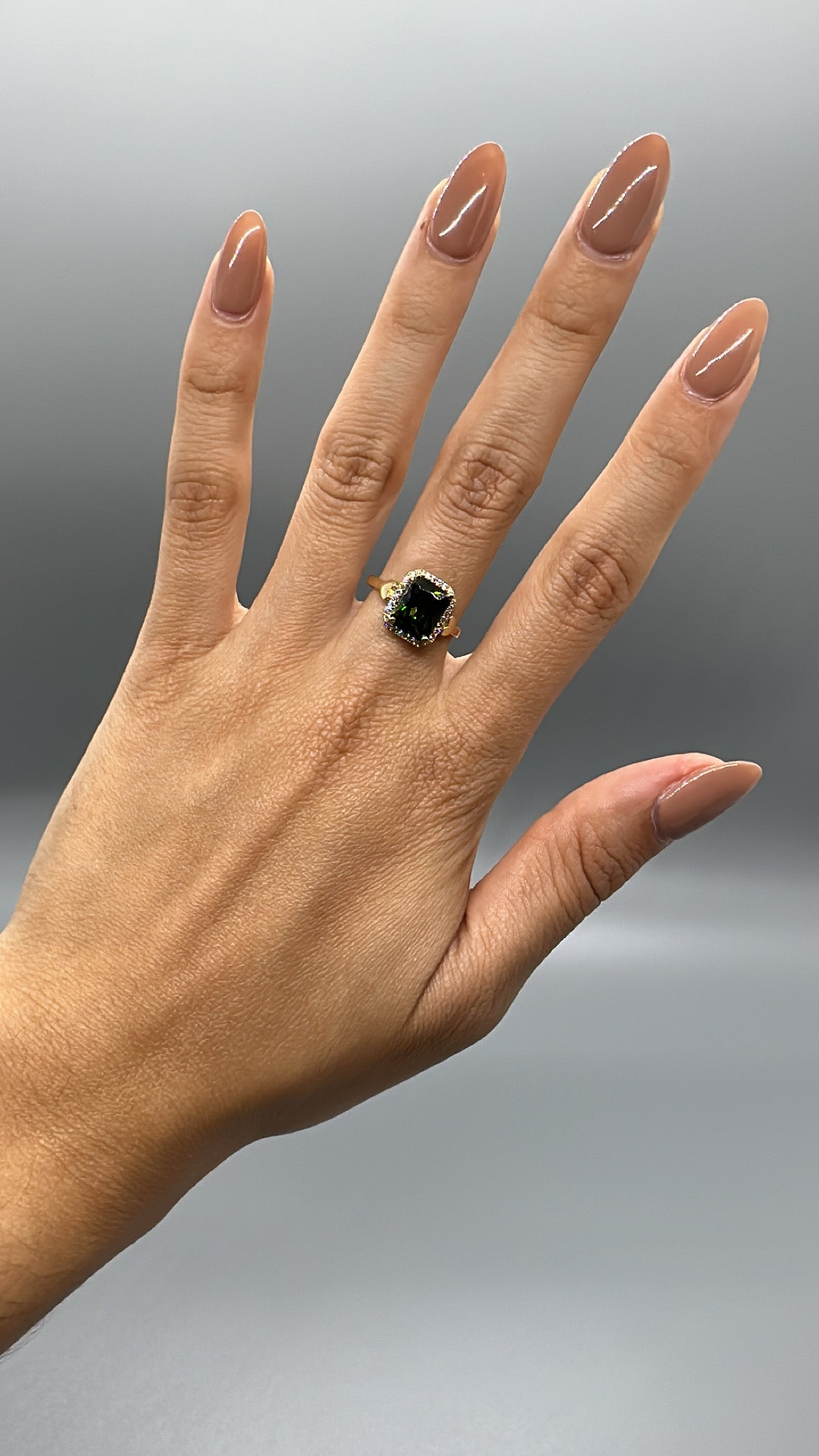 Forest Green Stone Ladies CZ Ring