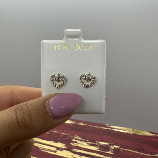 White Stone Heart Stud Earrings