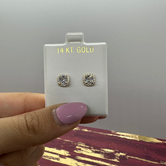 White Stone Squared Stud Earrings