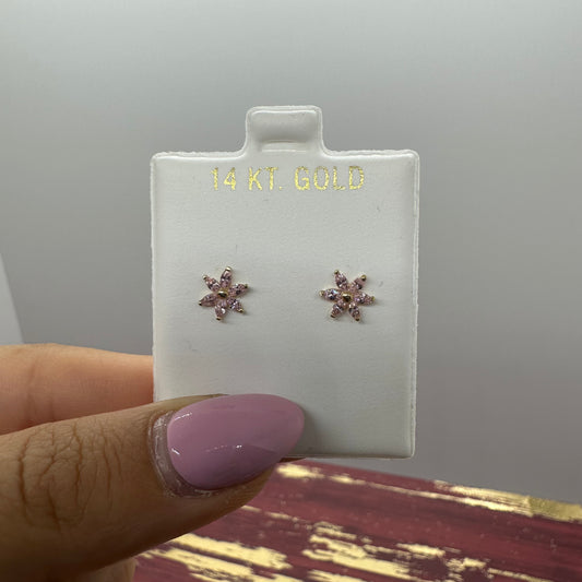 Pink Flower Stud Earrings