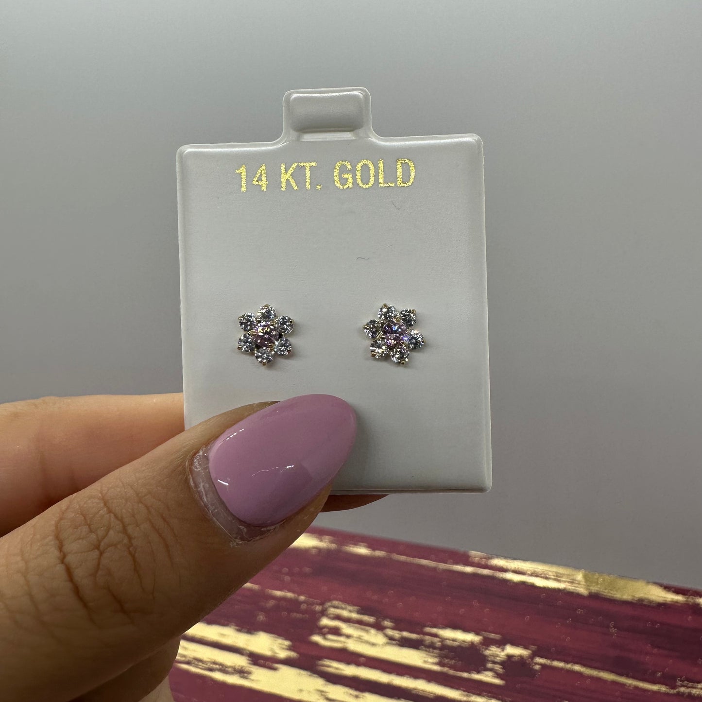 Pink Flower Stud Earrings