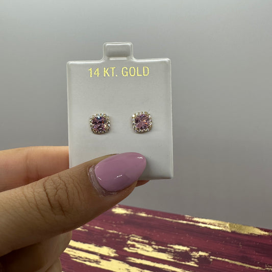 Pink Squared Stud Earrings