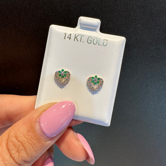 Green Heart Stud Earrings