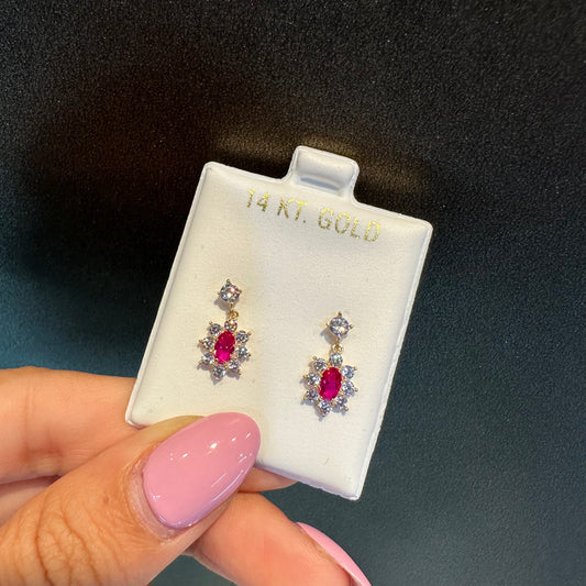 Dangly Red Stud Earrings